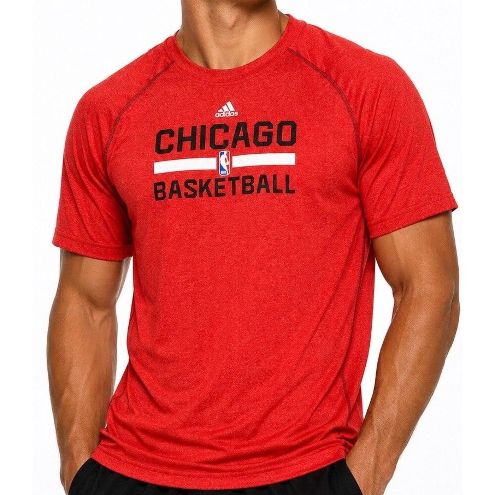 Adidas Chicago Basketball Shirt NBA Climacool Tee Mens 2XL See Red Tagless